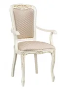Стул классический с подлокотниками "Клето" (слоновая кость с "золотой" патиной / бежевый) "Tadorna Furniture"