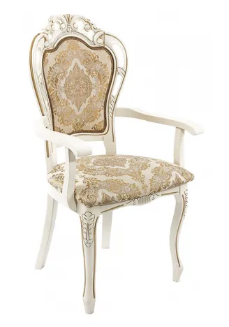 Стул классический "Бронте-П" с подлокотниками (Молочный / Бежевый) "Tadorna Furniture"