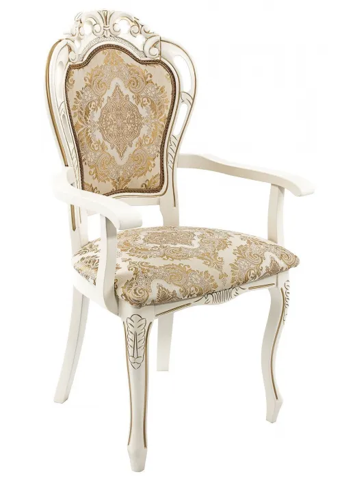 Стул классический "Бронте-П" с подлокотниками (Молочный / Бежевый) "Tadorna Furniture"