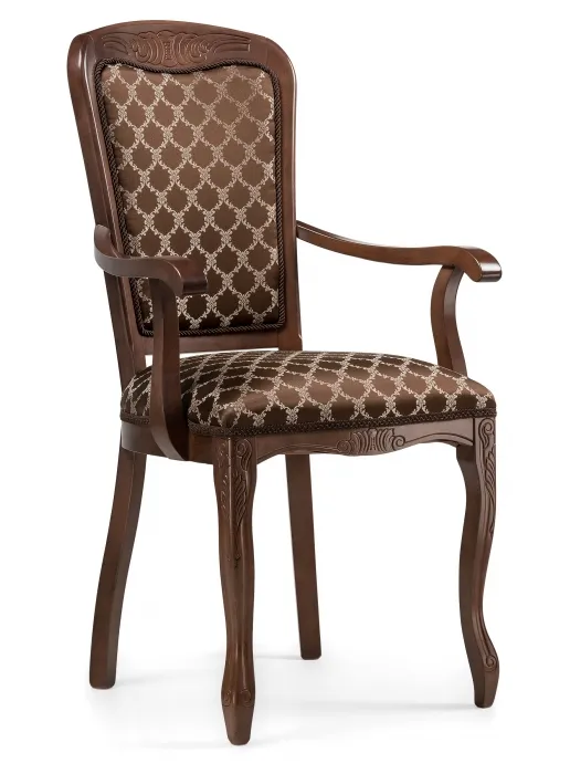 Стул классический "Клето-П" с подлокотниками (Орех / коричневый) "Tadorna Furniture"